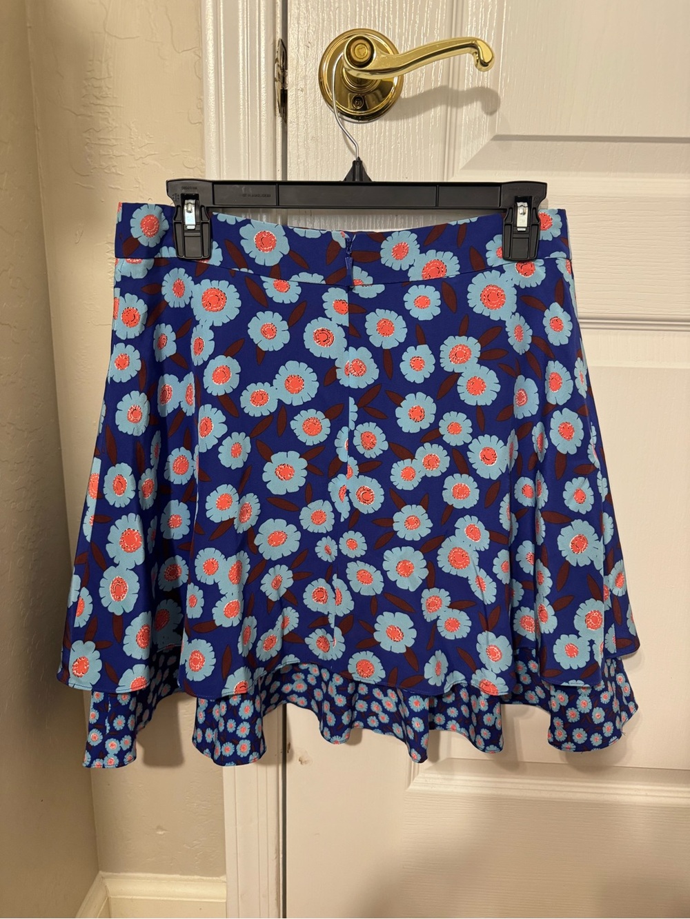 kate spade Blue Floral A-Line Skirt with Coral Centers - Picture 2 of 4